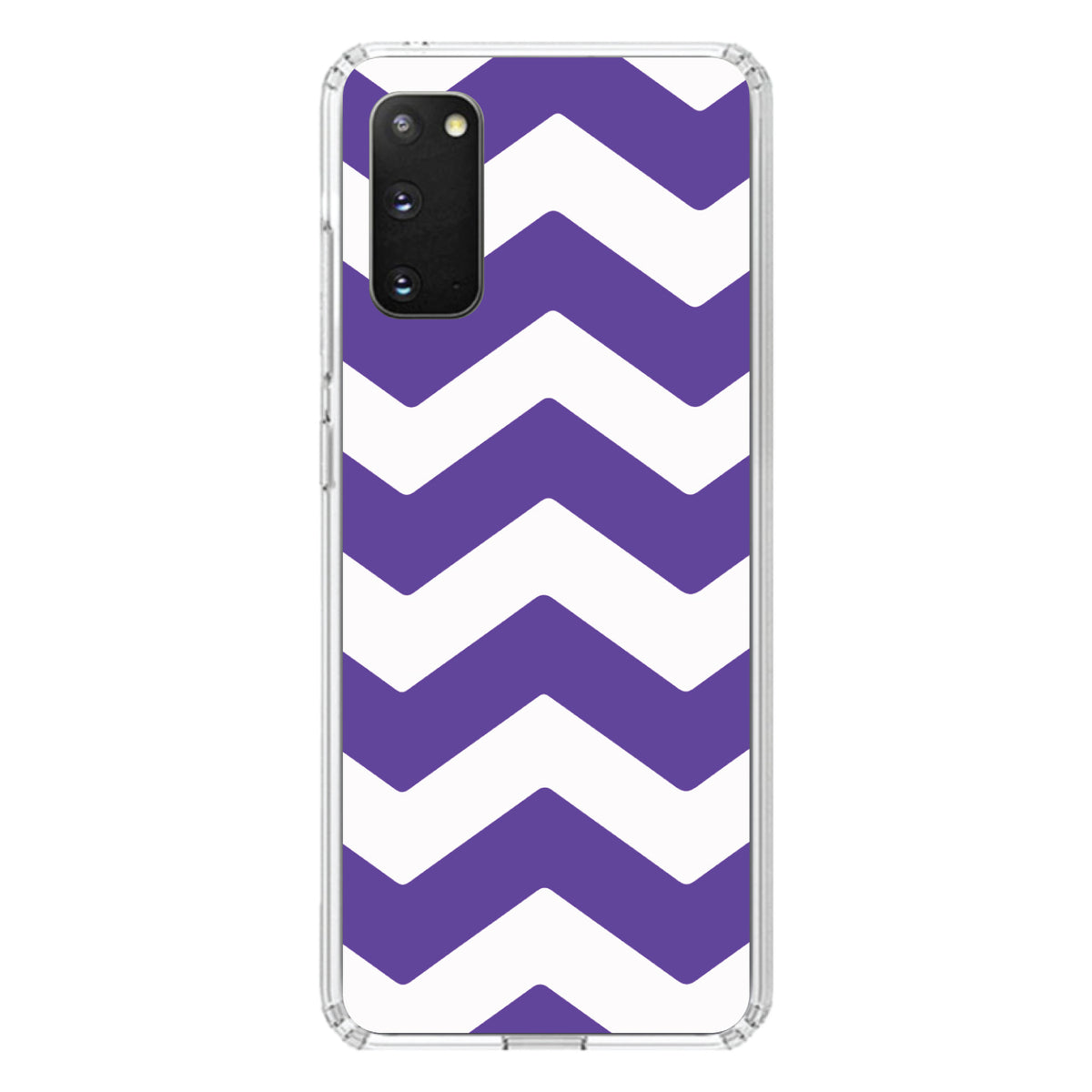 Purple White Chevron Stripes Clear Shockproof iPhone Case, view 15