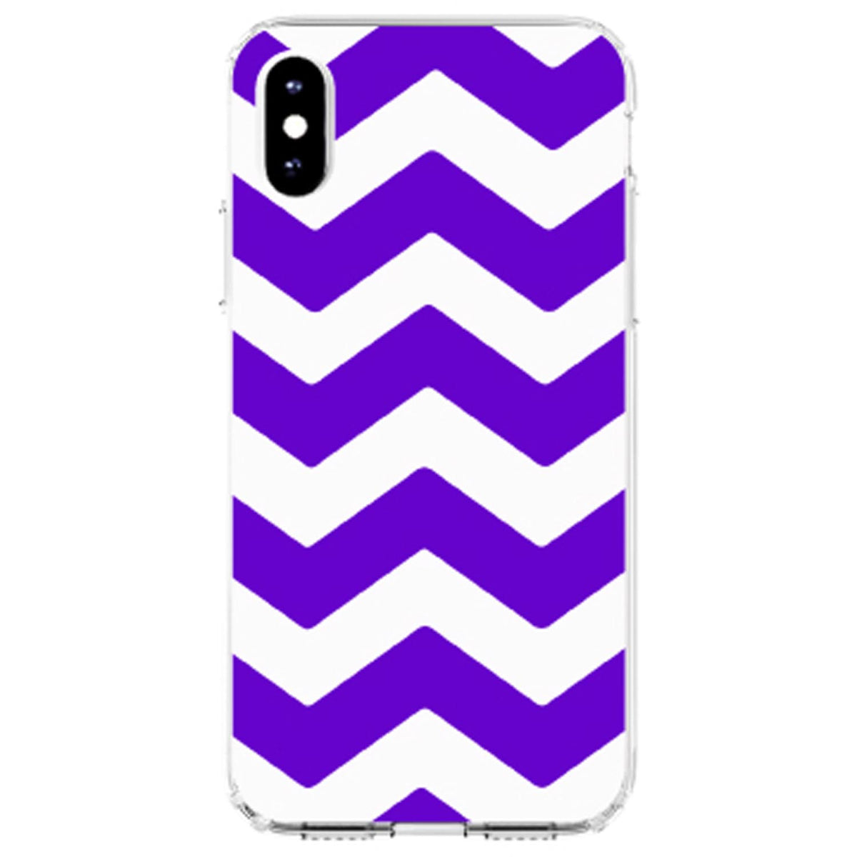Purple White Chevron Stripes Clear Shockproof iPhone Case, view 3