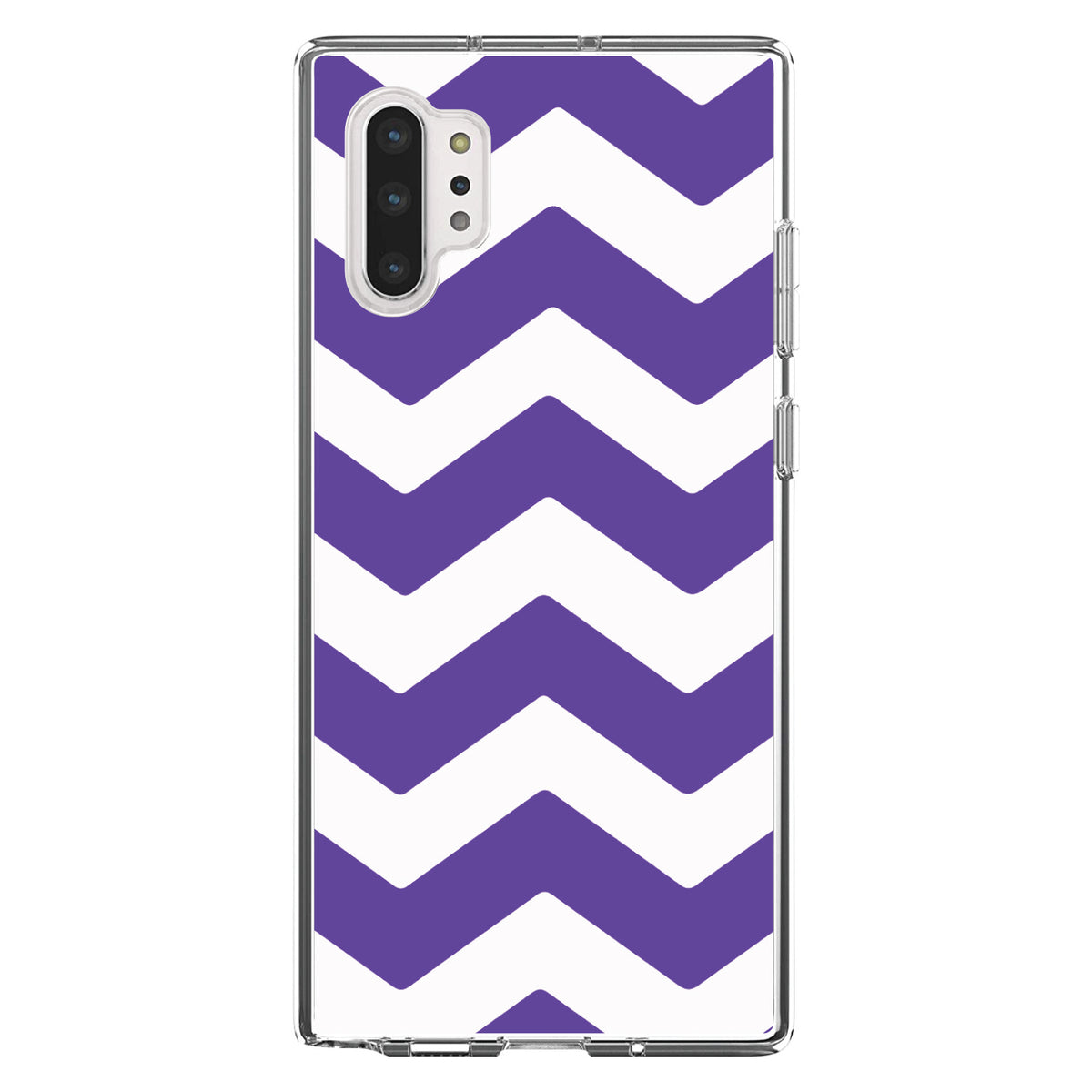 Purple White Chevron Stripes Clear Shockproof iPhone Case, view 10