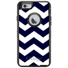 DistinctInk™ OtterBox Defender Series Case for Apple iPhone / Samsung Galaxy / Google Pixel - Navy Blue White Chevron Stripes