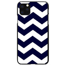 DistinctInk® Hard Plastic Snap-On Case for Apple iPhone or Samsung Galaxy - Navy Blue White Chevron Stripes