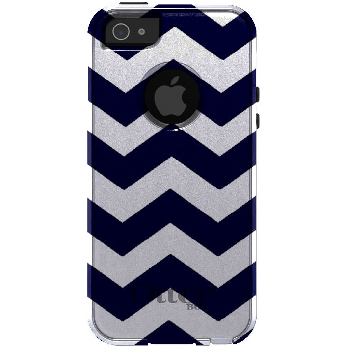 Navy Blue White Chevron Stripes OtterBox Commuter Case for iPhone & Galaxy, view 5