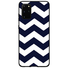 DistinctInk® Hard Plastic Snap-On Case for Apple iPhone or Samsung Galaxy - Navy Blue White Chevron Stripes