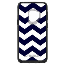 DistinctInk™ OtterBox Symmetry Series Case for Apple iPhone / Samsung Galaxy / Google Pixel - Navy Blue White Chevron Stripes