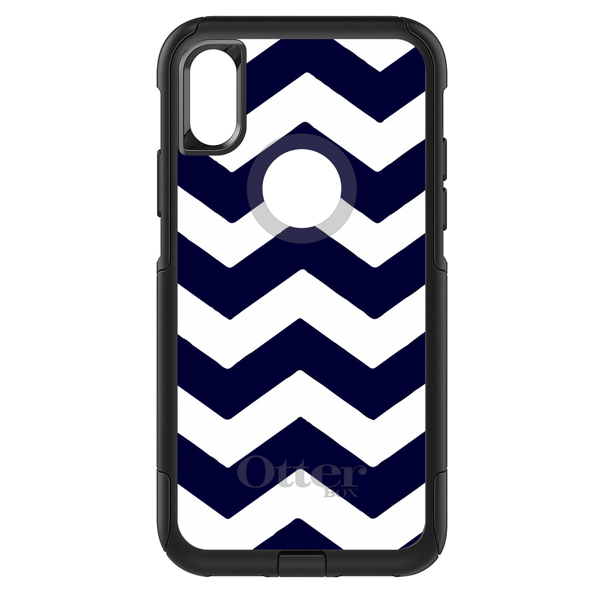 Navy Blue White Chevron Stripes OtterBox Commuter Case for iPhone & Galaxy, view 3