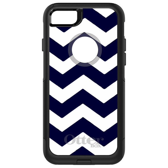 DistinctInk OtterBox Commuter Series Case for Apple iPhone or Samsung Galaxy - Navy Blue White Chevron Stripes