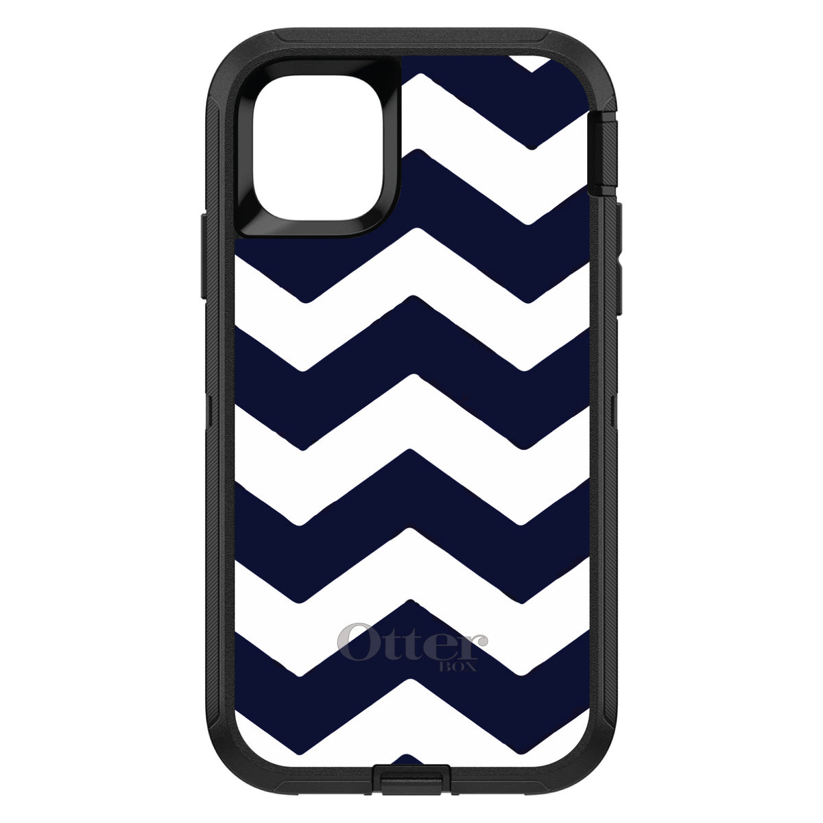 Navy Blue White Chevron Stripes OtterBox Defender Case for iPhone & Galaxy, view 2