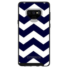 DistinctInk™ OtterBox Symmetry Series Case for Apple iPhone / Samsung Galaxy / Google Pixel - Navy Blue White Chevron Stripes