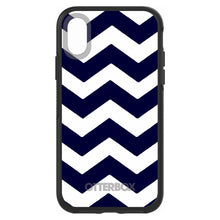 DistinctInk™ OtterBox Symmetry Series Case for Apple iPhone / Samsung Galaxy / Google Pixel - Navy Blue White Chevron Stripes