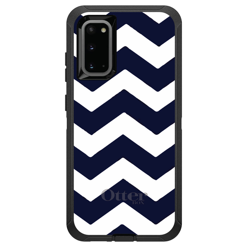 Navy Blue White Chevron Stripes OtterBox Defender Case for iPhone & Galaxy, view 8