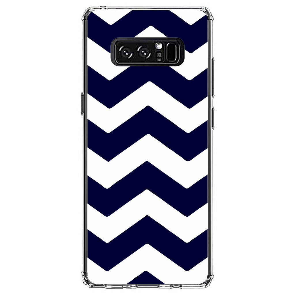 Navy Blue White Chevron Stripes Clear Shockproof iPhone Case, view 12