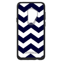 DistinctInk™ OtterBox Symmetry Series Case for Apple iPhone / Samsung Galaxy / Google Pixel - Navy Blue White Chevron Stripes