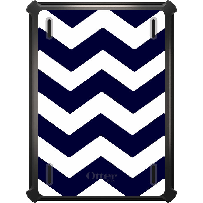 DistinctInk™ OtterBox Defender Series Case for Apple iPad / iPad Pro / iPad Air / iPad Mini - Navy Blue White Chevron Stripes