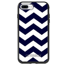 DistinctInk™ OtterBox Symmetry Series Case for Apple iPhone / Samsung Galaxy / Google Pixel - Navy Blue White Chevron Stripes