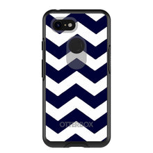 DistinctInk™ OtterBox Symmetry Series Case for Apple iPhone / Samsung Galaxy / Google Pixel - Navy Blue White Chevron Stripes