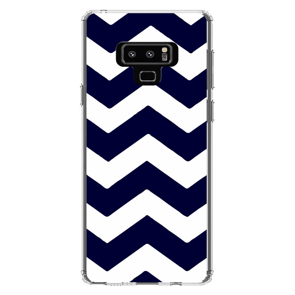 Navy Blue White Chevron Stripes Clear Shockproof iPhone Case, view 11