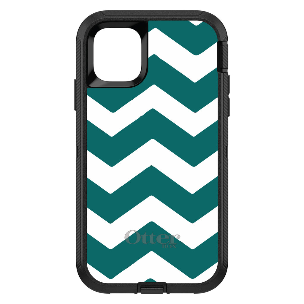 Teal White Chevron Stripes OtterBox Defender Case for iPhone & Galaxy, view 2