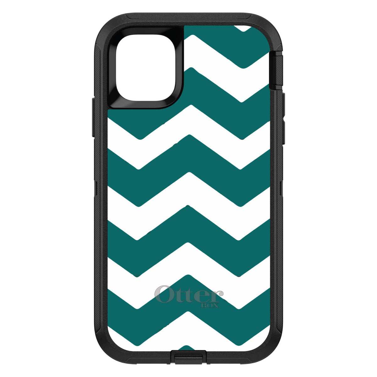 Teal White Chevron Stripes OtterBox Defender Case for iPhone & Galaxy, view 2