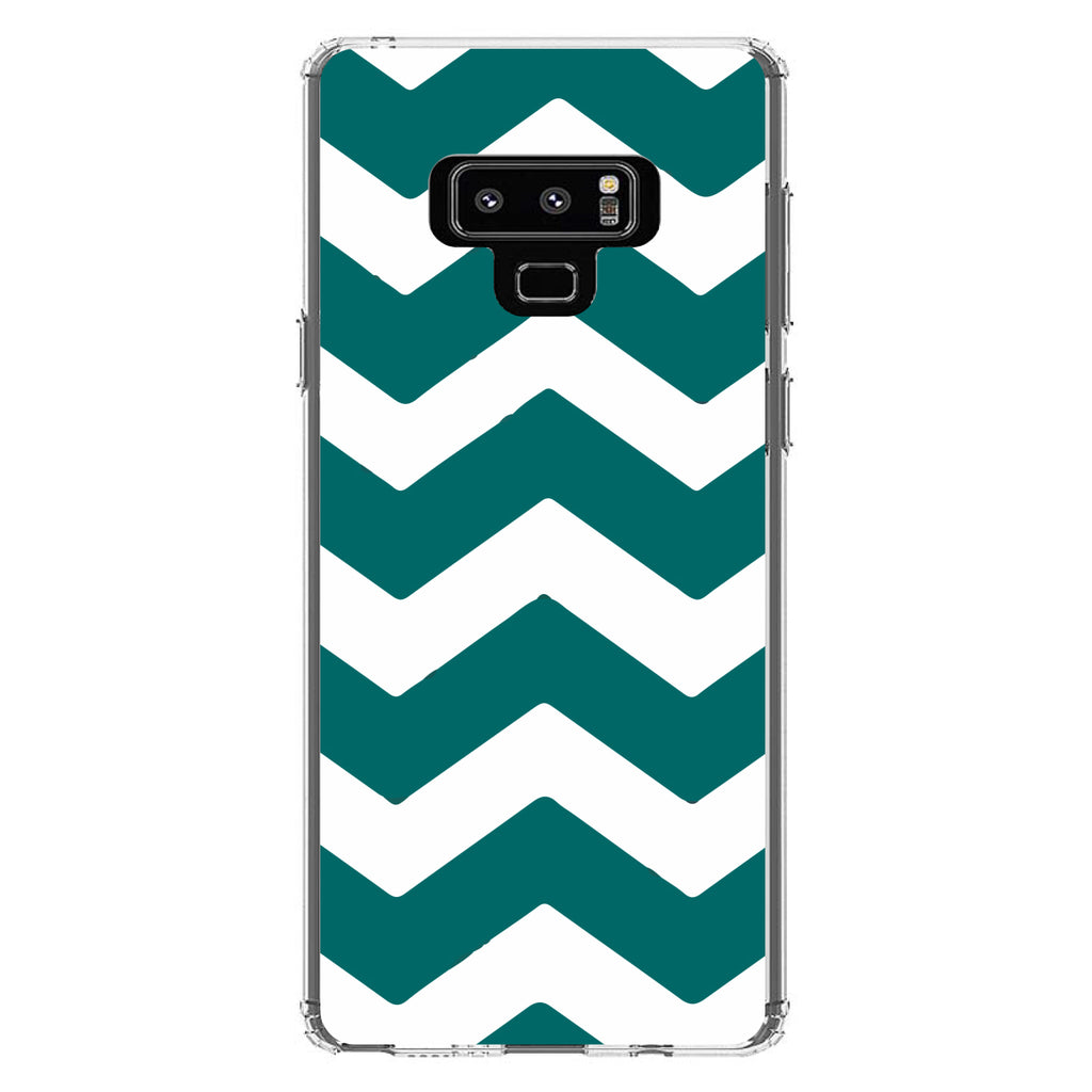 Teal White Chevron Stripes Clear Shockproof iPhone Case, view 11
