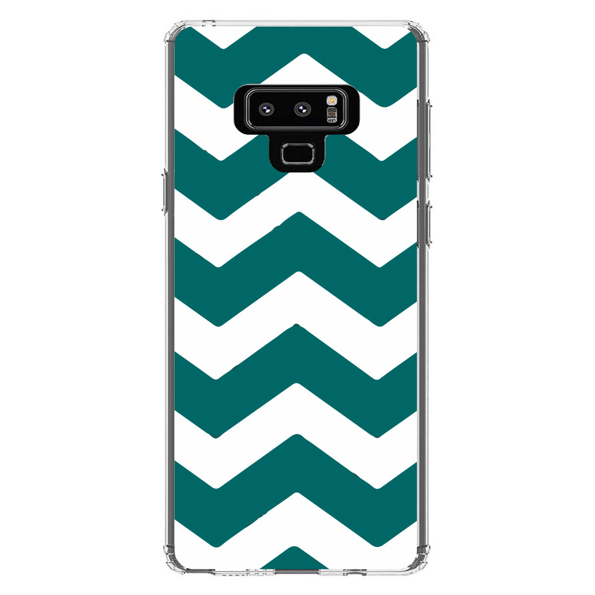Teal White Chevron Stripes Clear Shockproof iPhone Case, view 11