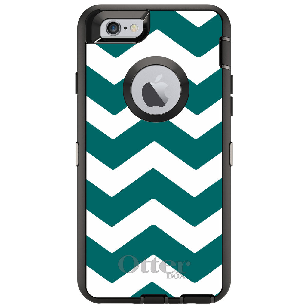 Teal White Chevron Stripes OtterBox Defender Case for iPhone & Galaxy, view 4