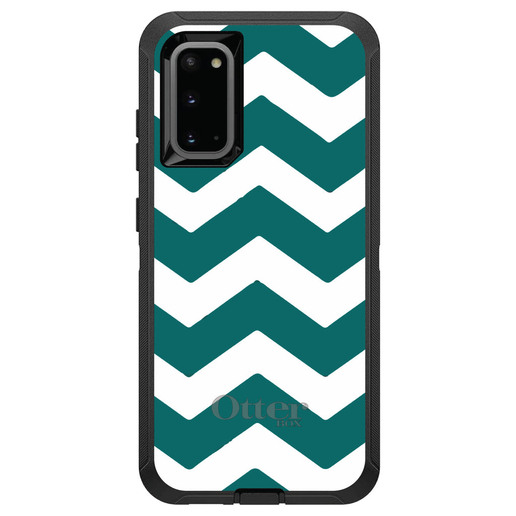 Teal White Chevron Stripes OtterBox Defender Case for iPhone & Galaxy, view 8