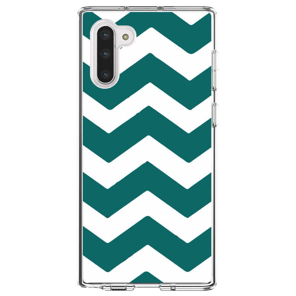 Teal White Chevron Stripes Clear Shockproof iPhone Case, view 9