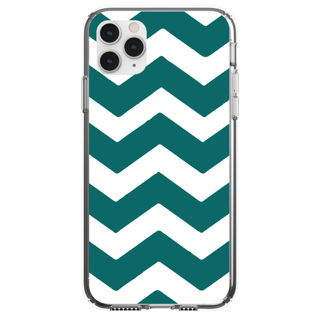 Teal White Chevron Stripes Clear Shockproof iPhone Case