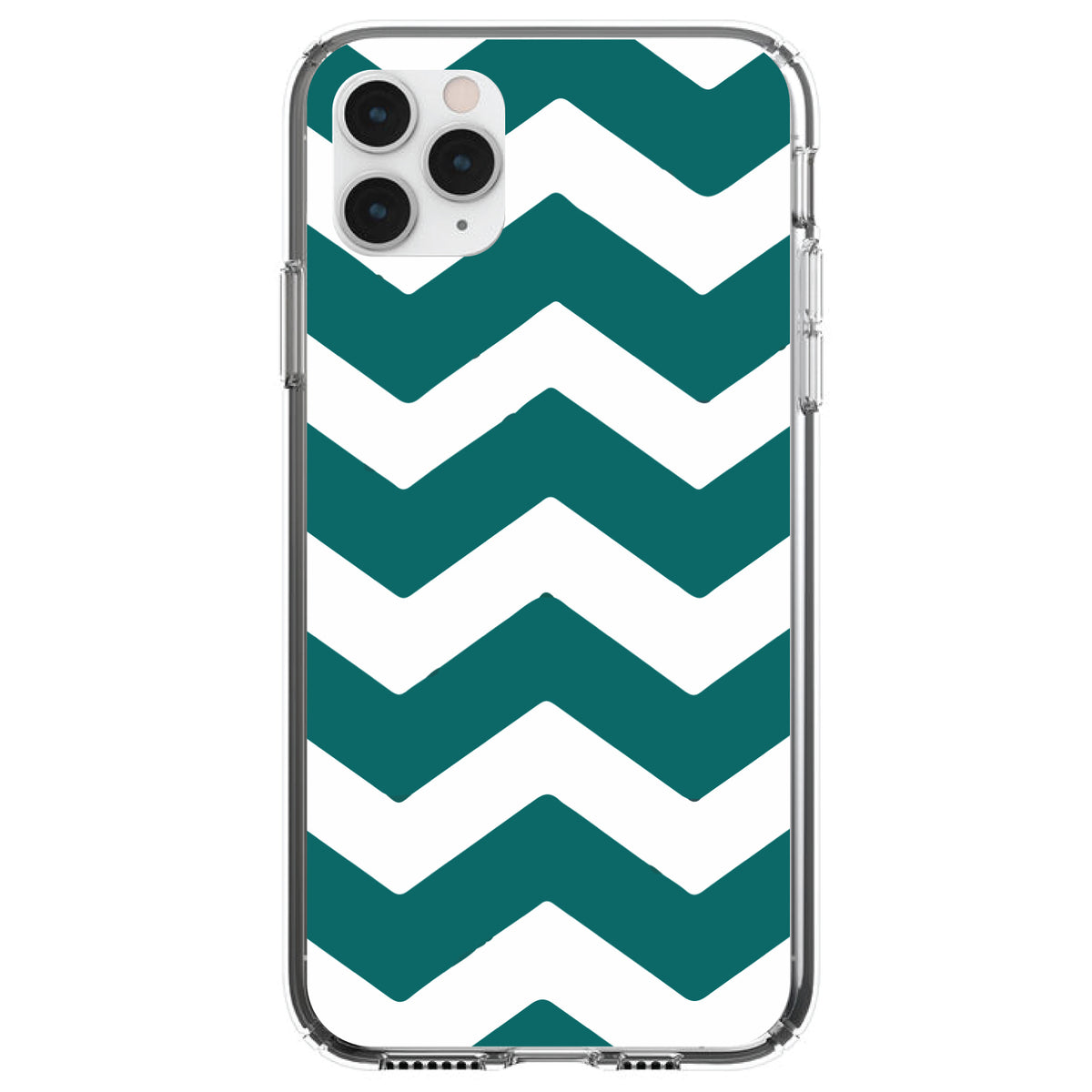 Teal White Chevron Stripes Clear Shockproof iPhone Case