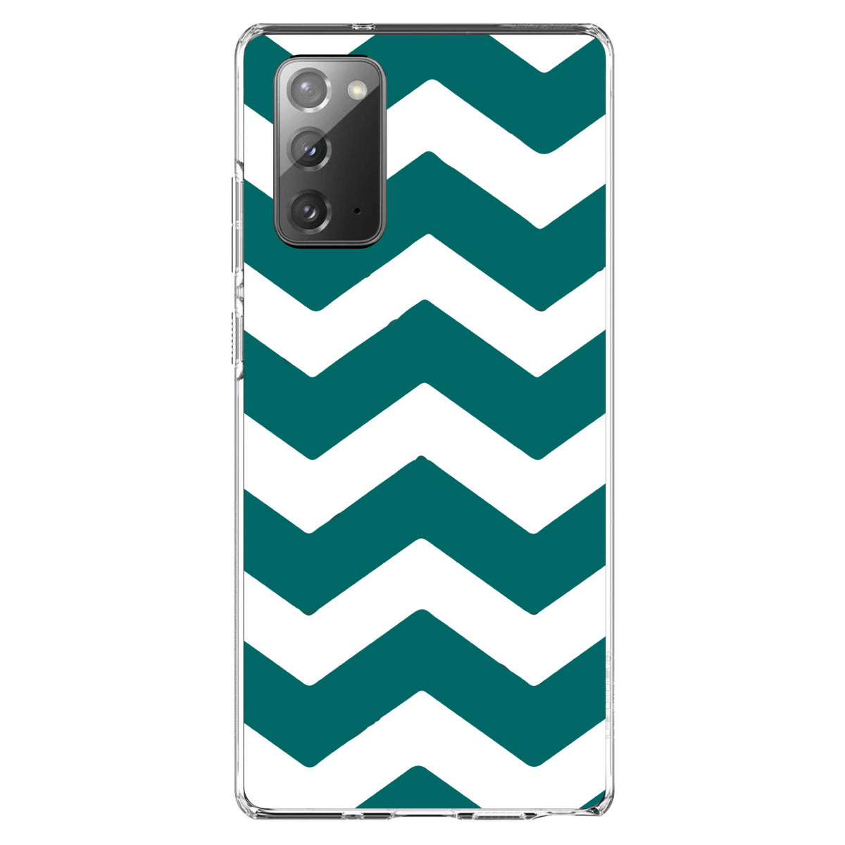 Teal White Chevron Stripes Clear Shockproof iPhone Case, view 8