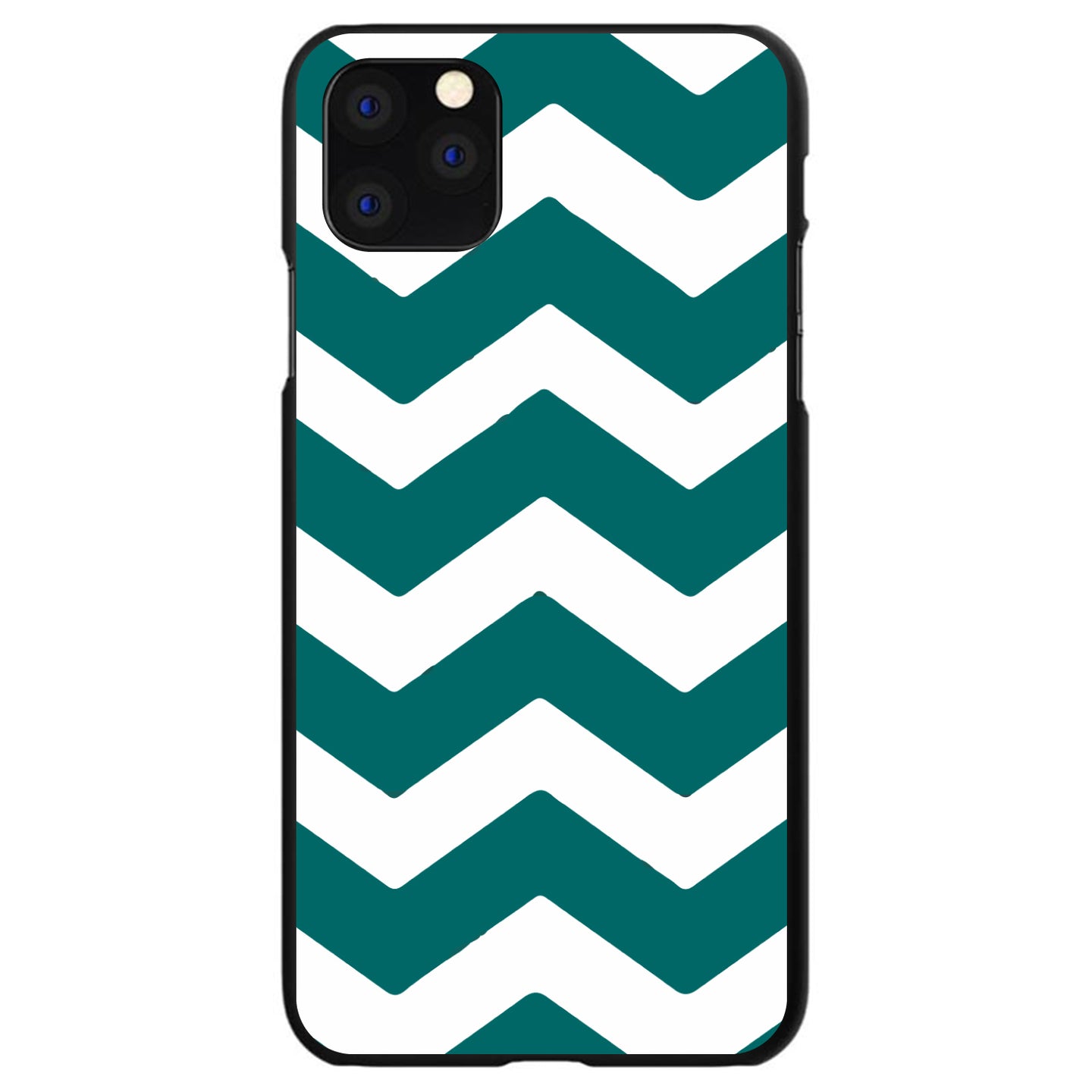 DistinctInk® Hard Plastic Snap-On Case for Apple iPhone or Samsung Galaxy - Teal White Chevron Stripes