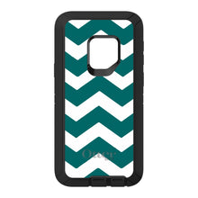 DistinctInk™ OtterBox Defender Series Case for Apple iPhone / Samsung Galaxy / Google Pixel - Teal White Chevron Stripes