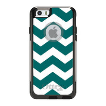 DistinctInk™ OtterBox Commuter Series Case for Apple iPhone or Samsung Galaxy - Teal White Chevron Stripes