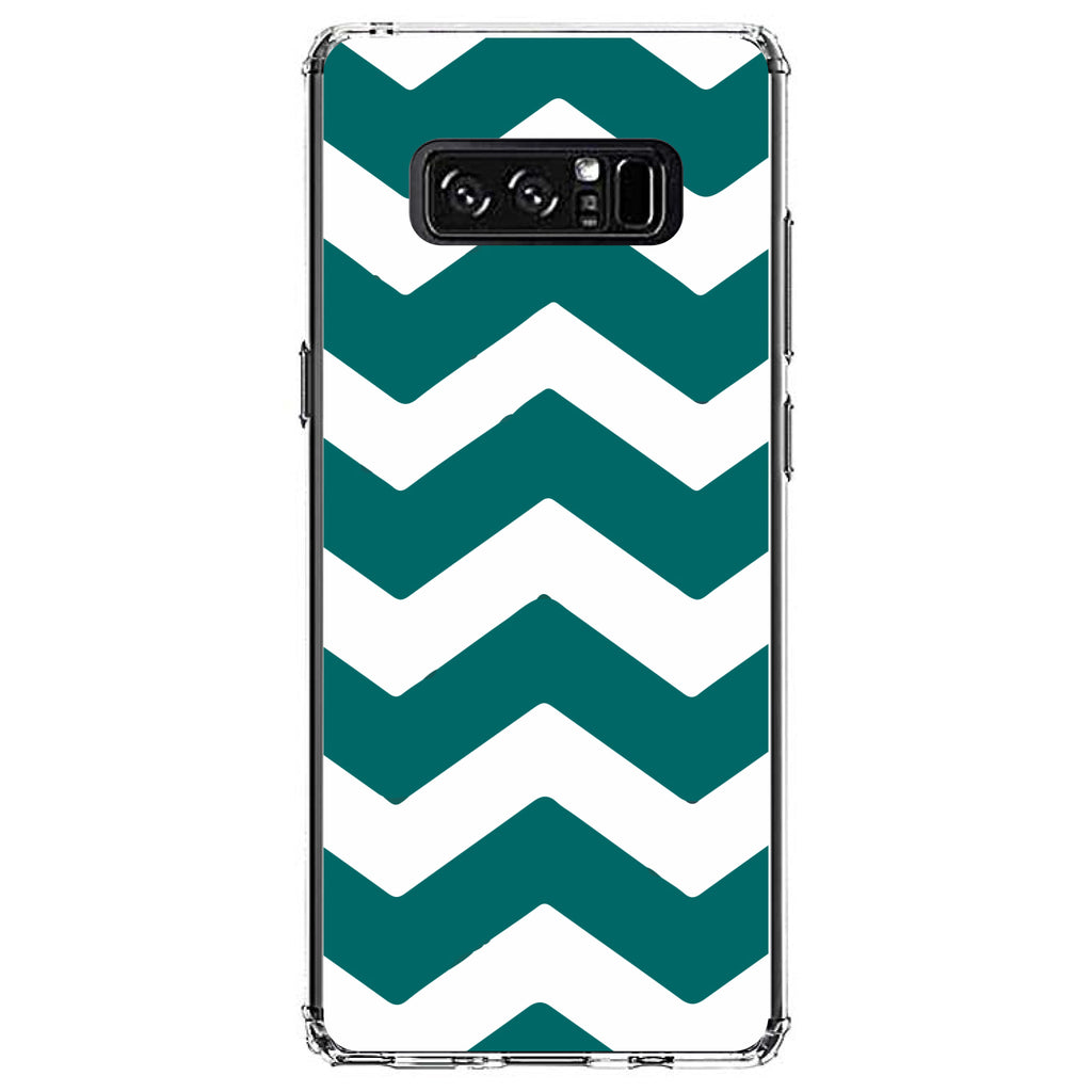 Teal White Chevron Stripes Clear Shockproof iPhone Case, view 12