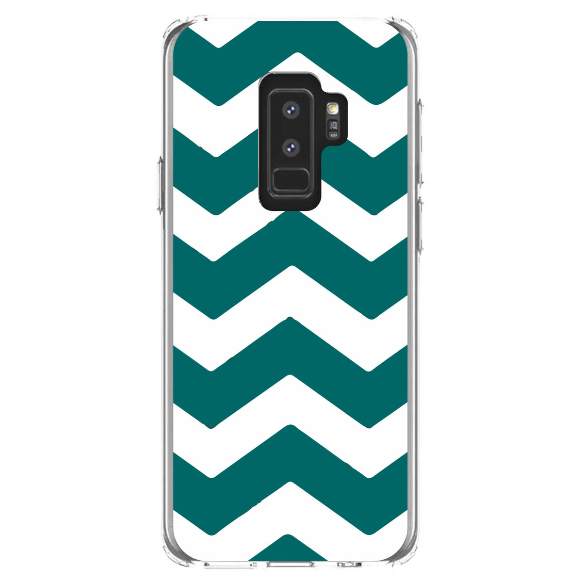 Teal White Chevron Stripes Clear Shockproof iPhone Case, view 20