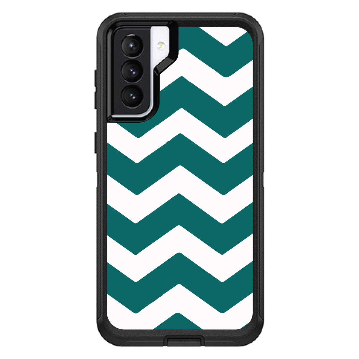 Teal White Chevron Stripes OtterBox Defender Case for iPhone & Galaxy, view 5