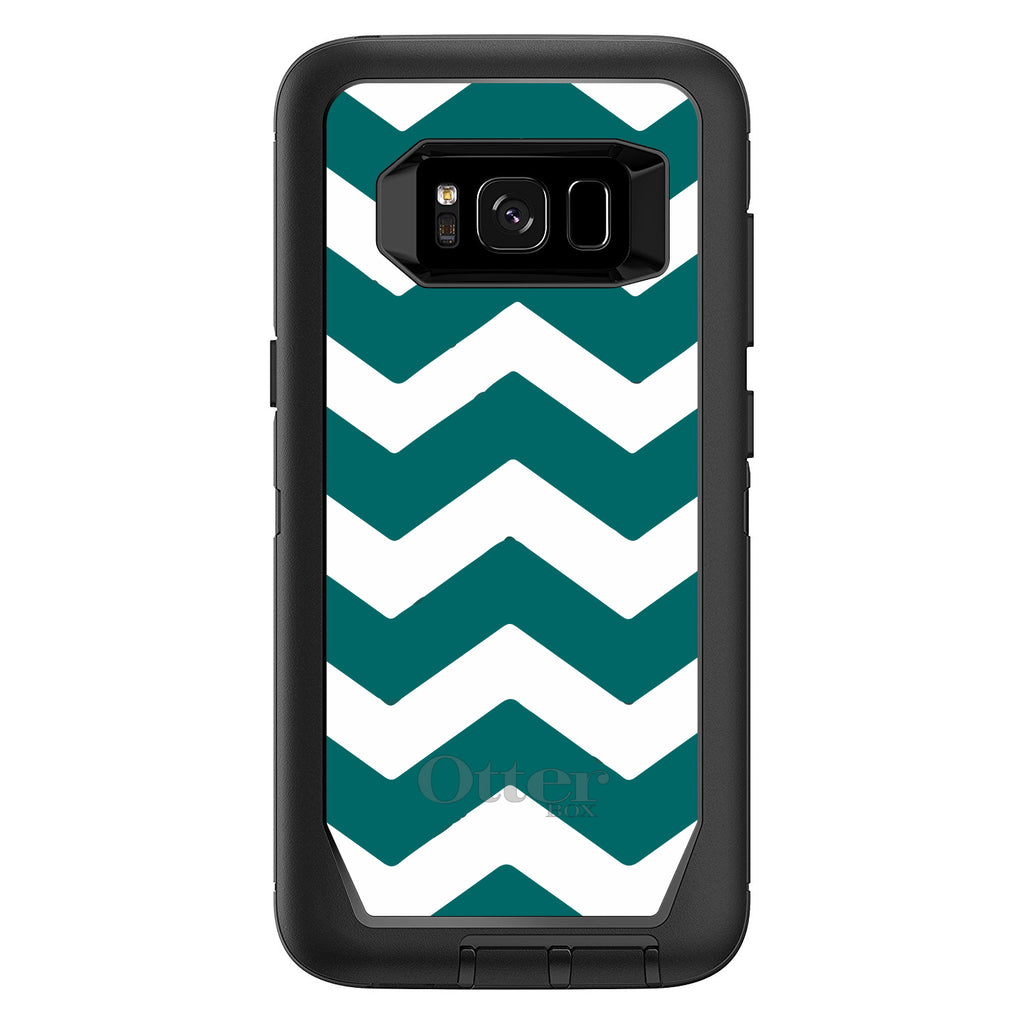 Teal White Chevron Stripes OtterBox Defender Case for iPhone & Galaxy, view 12