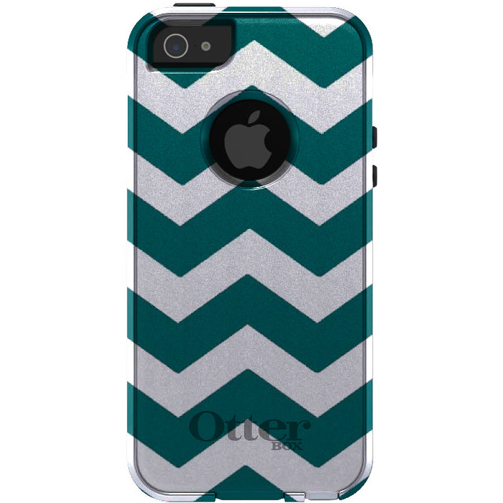 Teal White Chevron Stripes OtterBox Commuter Case for iPhone & Galaxy, view 5