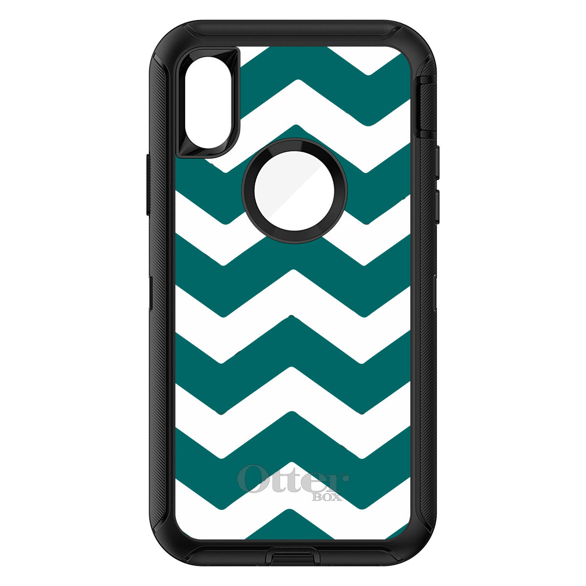 Teal White Chevron Stripes OtterBox Defender Case for iPhone & Galaxy, view 3