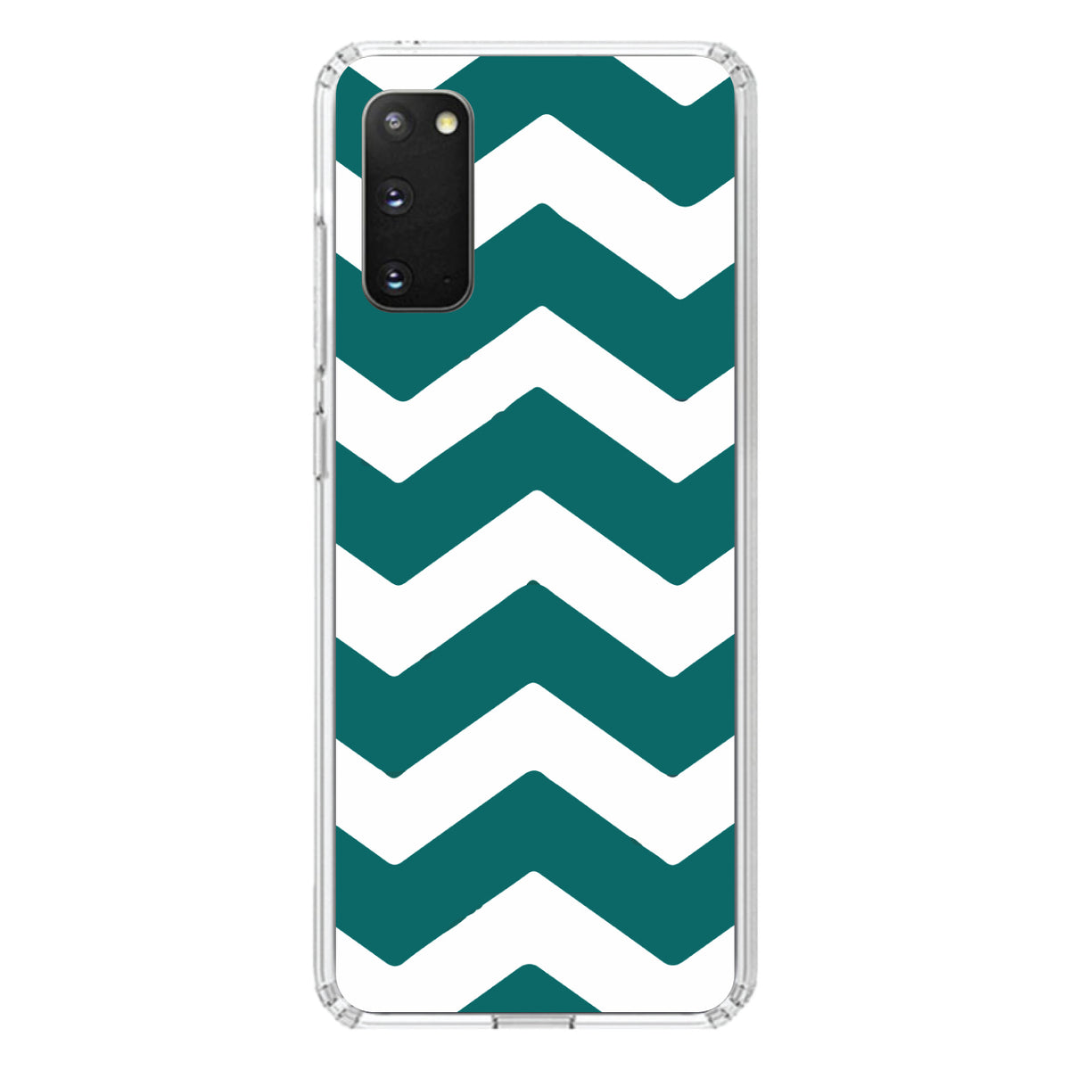 Teal White Chevron Stripes Clear Shockproof iPhone Case, view 13