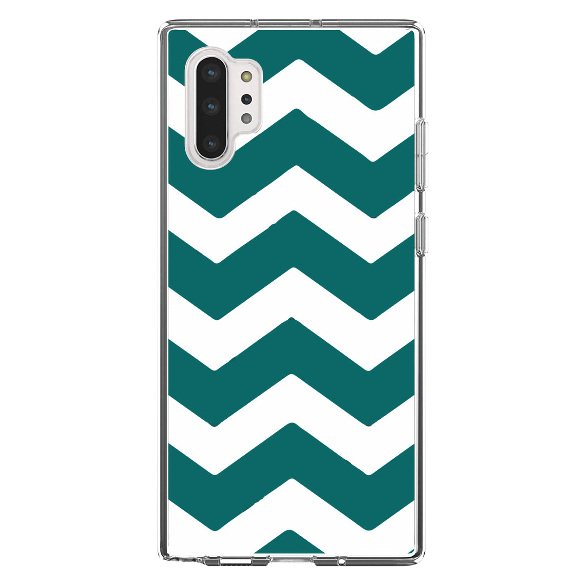 Teal White Chevron Stripes Clear Shockproof iPhone Case, view 10