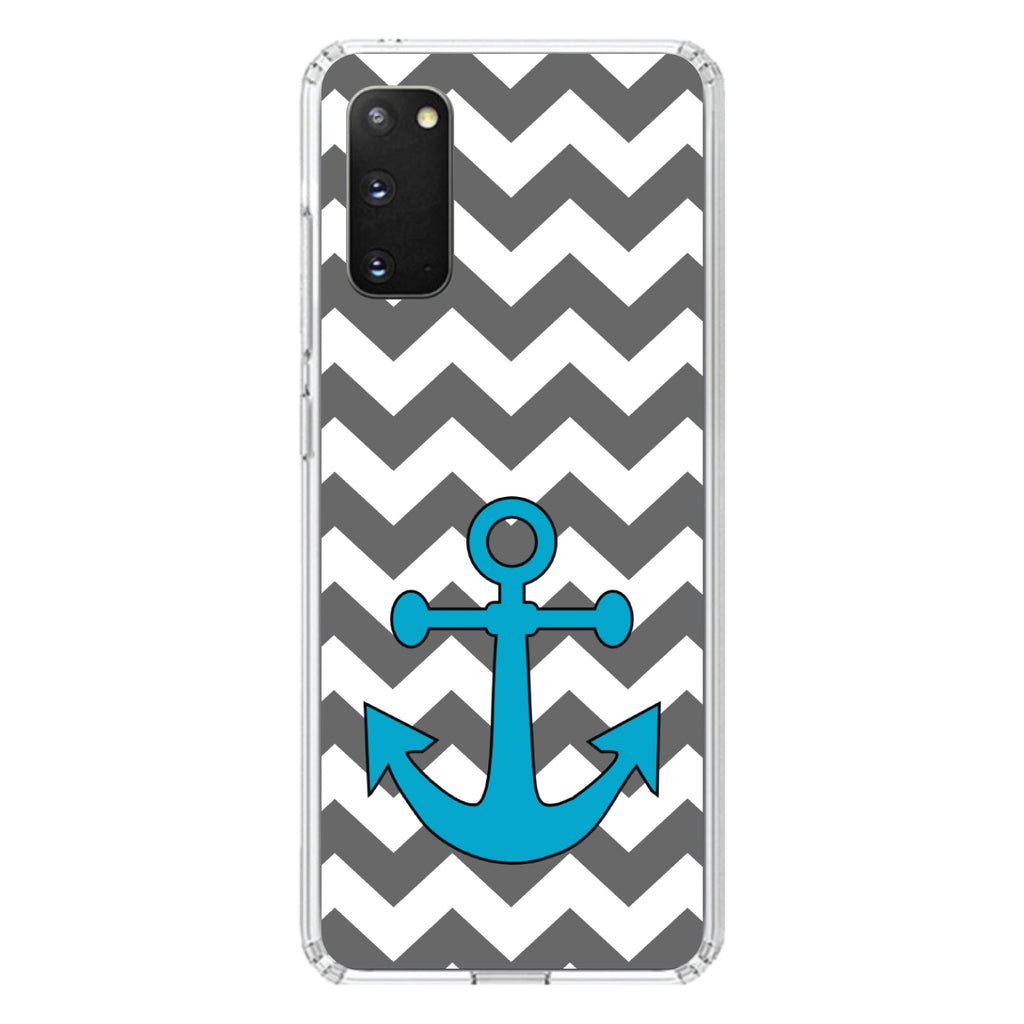 Grey White Chevron Teal Anchor Clear Shockproof iPhone Case, view 15