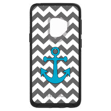 DistinctInk™ OtterBox Symmetry Series Case for Apple iPhone / Samsung Galaxy / Google Pixel - Grey White Chevron Teal Anchor