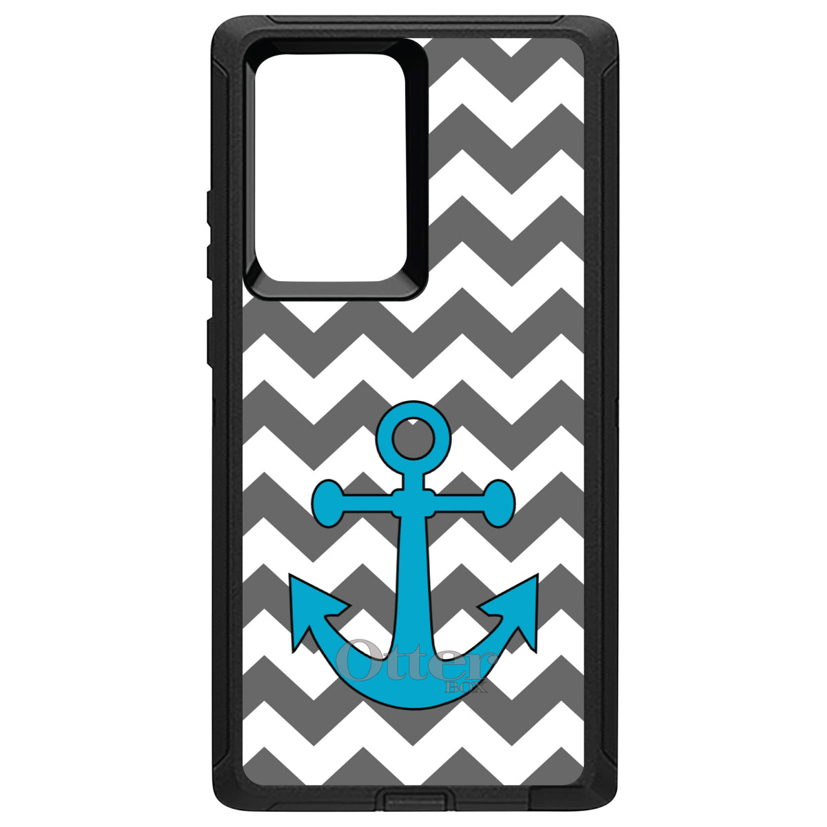Grey White Chevron Teal Anchor OtterBox Defender Case for iPhone & Galaxy, view 13