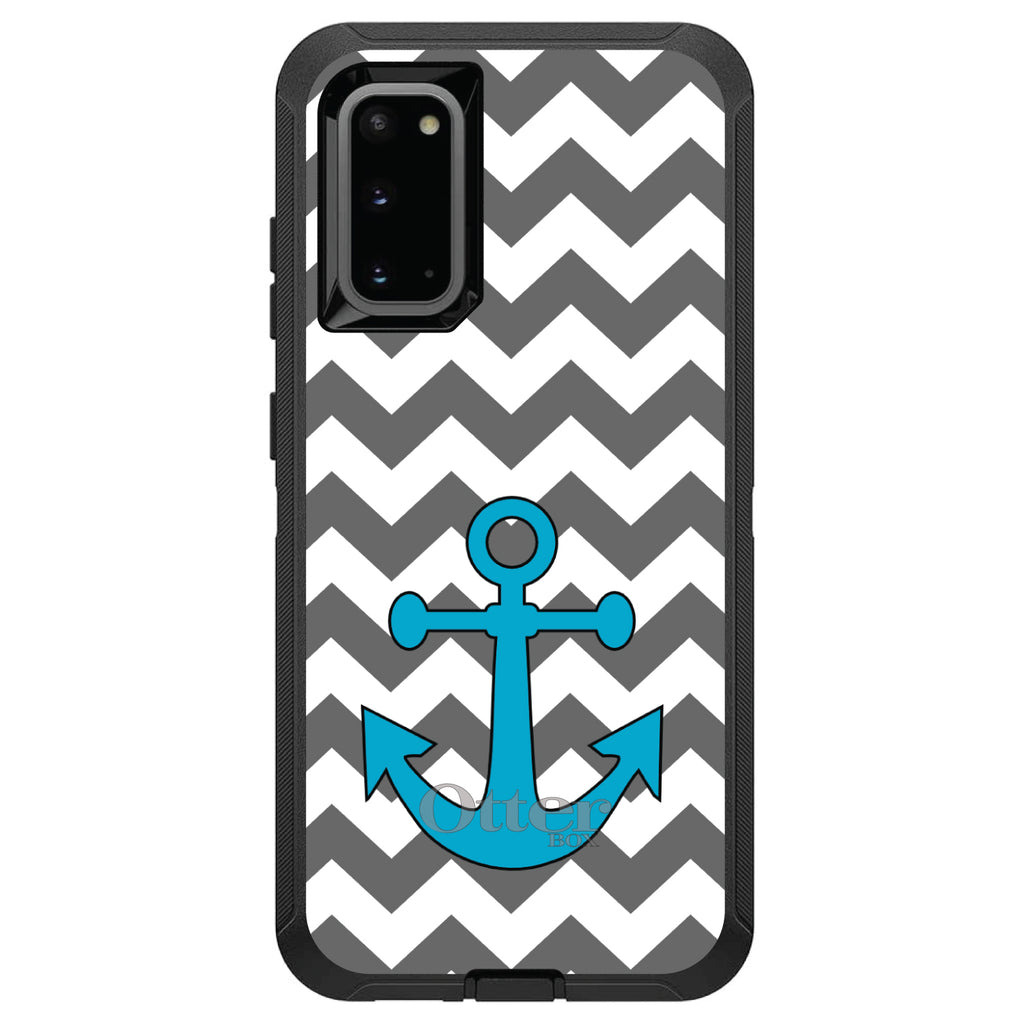 Grey White Chevron Teal Anchor OtterBox Defender Case for iPhone & Galaxy, view 8