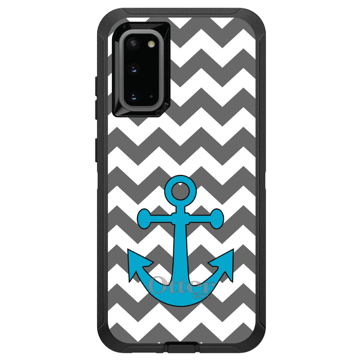 Grey White Chevron Teal Anchor OtterBox Defender Case for iPhone & Galaxy, view 8