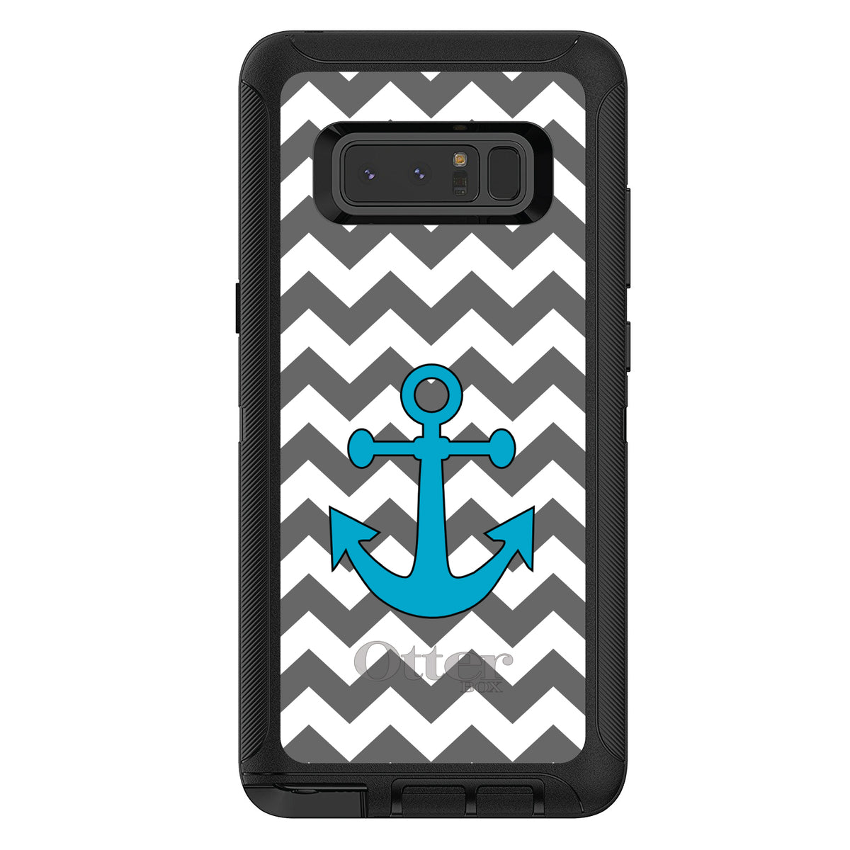 Grey White Chevron Teal Anchor OtterBox Defender Case for iPhone & Galaxy, view 17