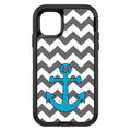 Grey White Chevron Teal Anchor OtterBox Defender Case for iPhone & Galaxy, view 2