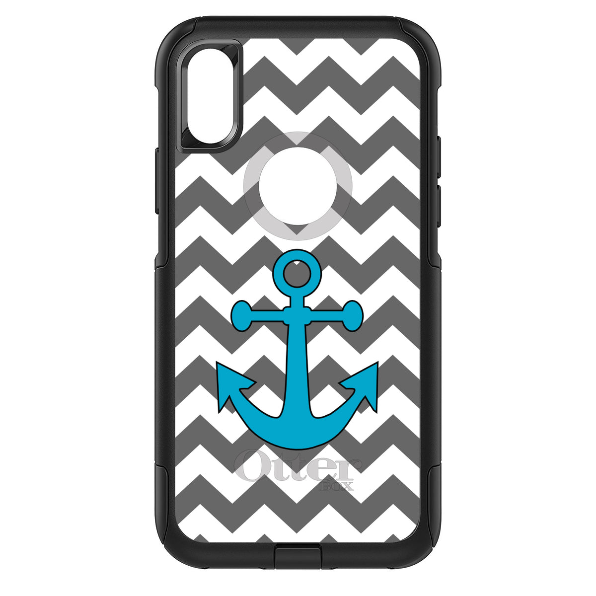 Grey White Chevron Teal Anchor OtterBox Commuter Case for iPhone & Galaxy, view 3