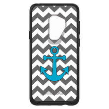 DistinctInk™ OtterBox Symmetry Series Case for Apple iPhone / Samsung Galaxy / Google Pixel - Grey White Chevron Teal Anchor